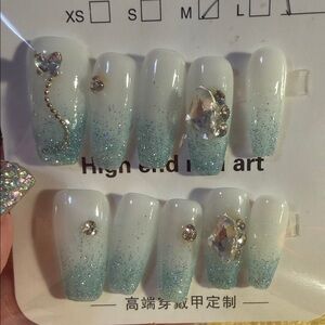 Sparkling Blue and White Nail Art Set